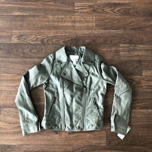 bar III Florence XS vegan moto jacket in sage BRAND NEW